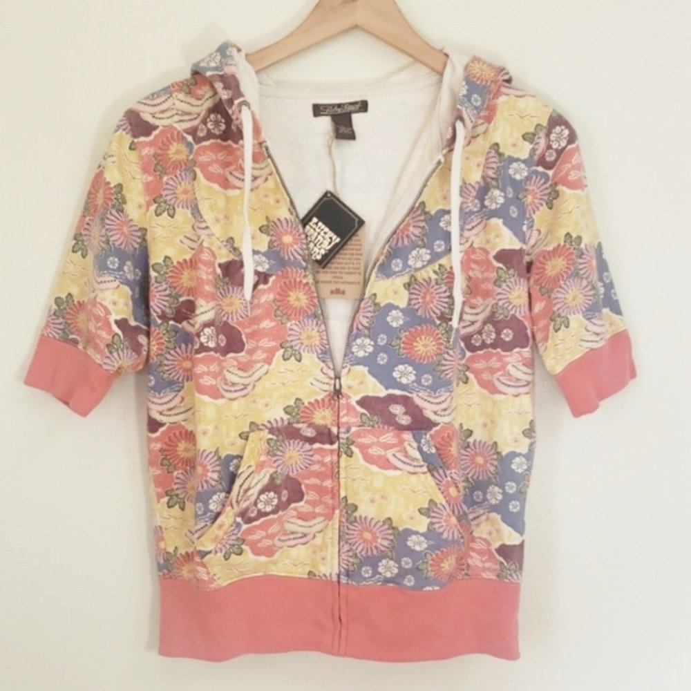Lucky Brand Zip Short Sleeve Hoodie L